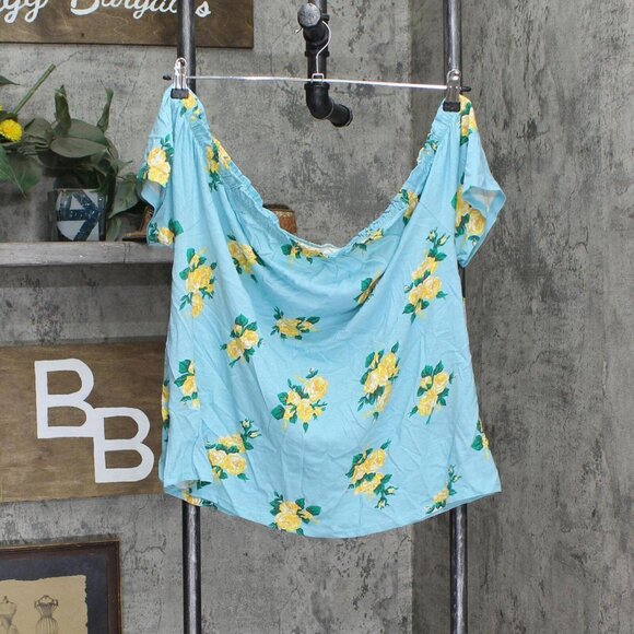 NWT Joe Boxer Shoulder Lightweight Shirt Blouse Top 2395-2 L Light Blue Floral - Picture 1 of 6
